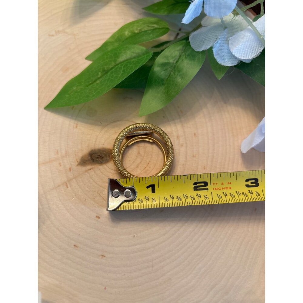 Tara Germany Vintage Gold-Tone Textured Scarf Ring With Hinged Clasp - Picture 7 of 9